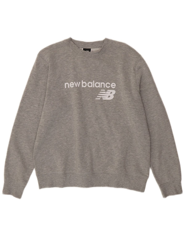 NEW BALANCE Γυναικεία γραφική φούτερ Jumper UK 16 Large Grey Cotton