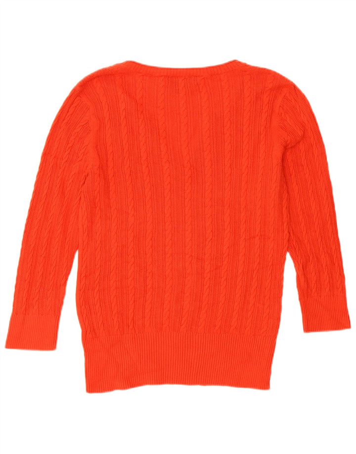 EDDIE BAUER Γυναικείο πουλόβερ υπερμεγέθη 3/4 με V λαιμόκοψη UK 6 XS Κόκκινο