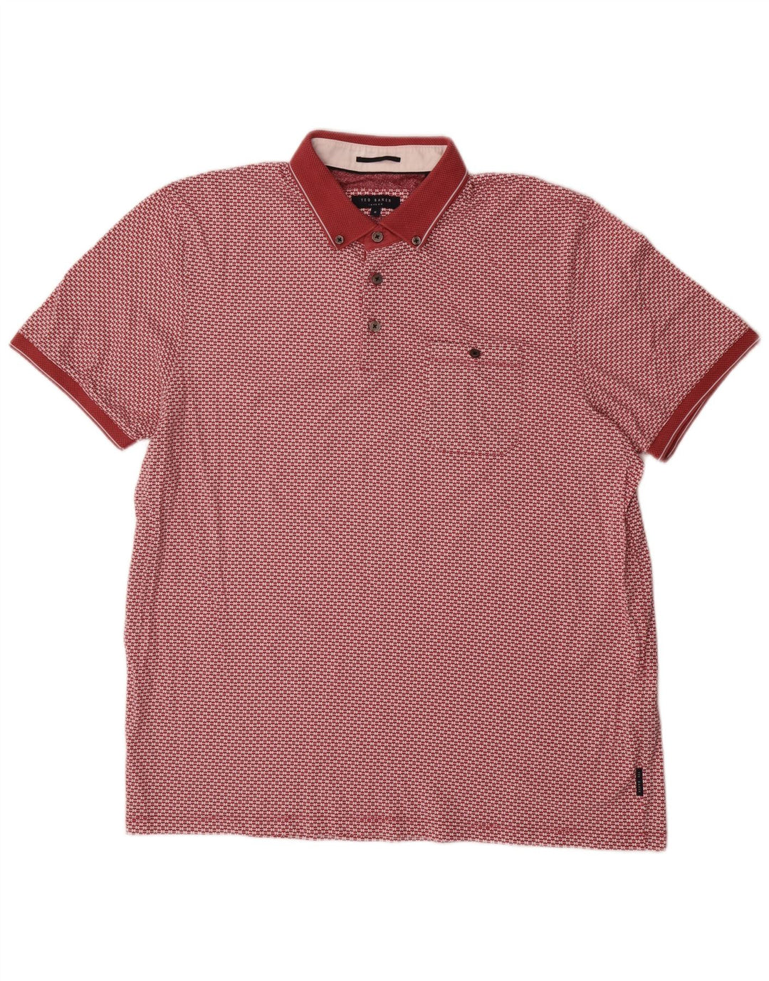 Ted Baker Ανδρικό πουκάμισο Polo Abstract Pattern Μέγεθος 6 2XL Κόκκινο βαμβακερό