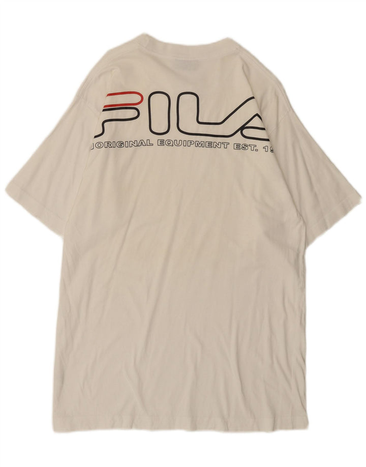Ανδρικό γραφικό T-Shirt Fila Top Μεσαίο λευκό βαμβακερό
