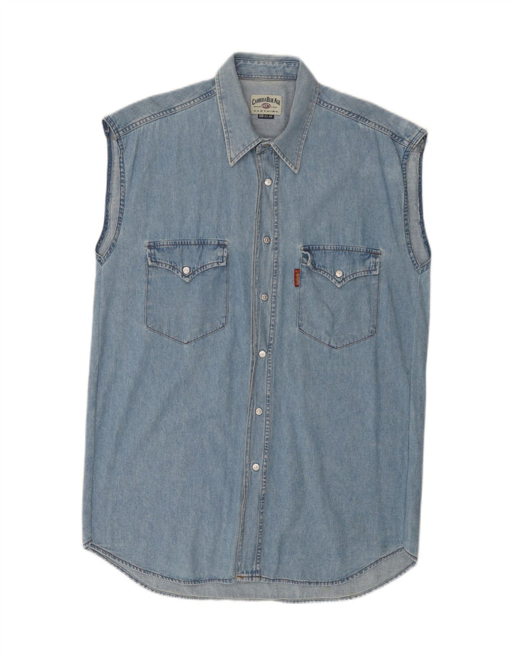 Ανδρικό αμάνικο τζιν πουκάμισο CARRERA Μέγεθος 43/44 XL Μπλε βαμβακερό