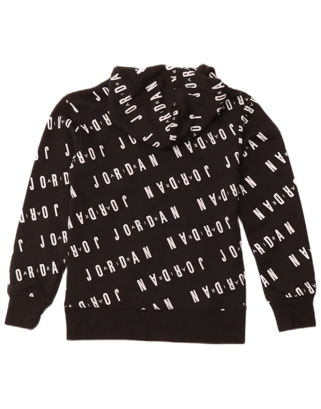 JORDAN Boys Graphic Hoodie Jumper 8-9 Years Small Black Cotton