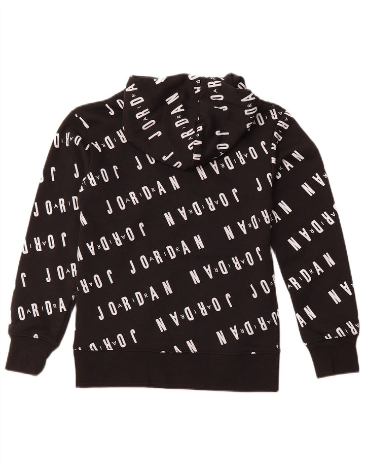 JORDAN Boys Graphic Hoodie Jumper 8-9 Years Small Black Cotton