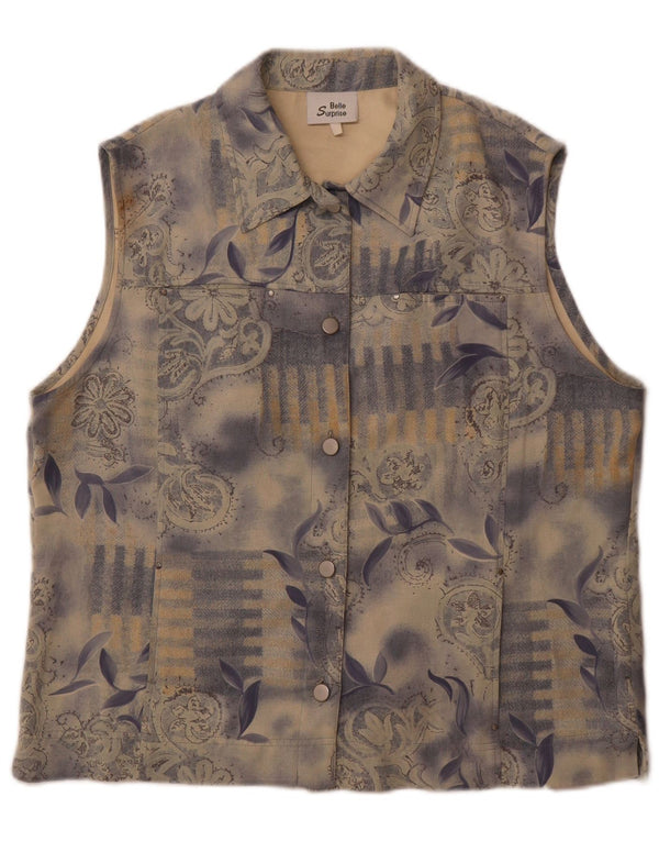 Belle Surprise Womens Gilet UK 14 Large Blue Floral Polyester