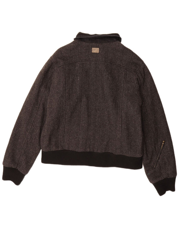 Pyramid Mens Bomber Jacket UK 40 Large Grey Pearringe Wool