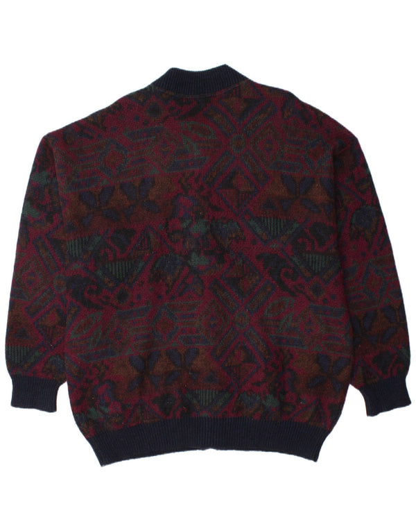 PETER BROWN Ανδρικό πουλόβερ ζακέτα IT 58 3XL Burgundy Fair Isle
