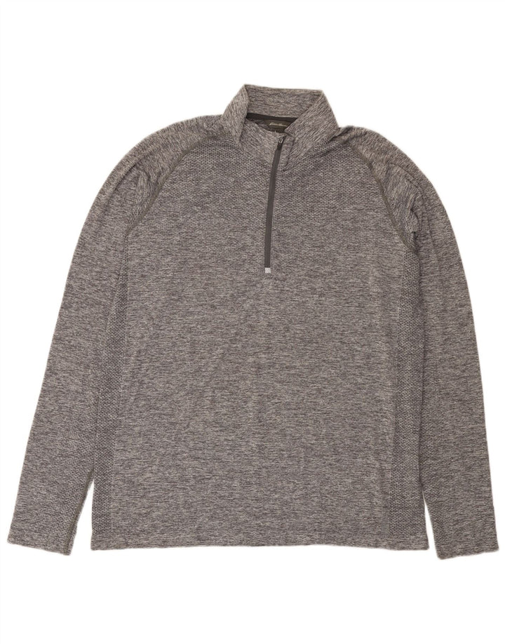 EDDIE BAUER Ανδρική φόρμα πουλόβερ με λαιμόκοψη με φερμουάρ Top XL Grey Flecked