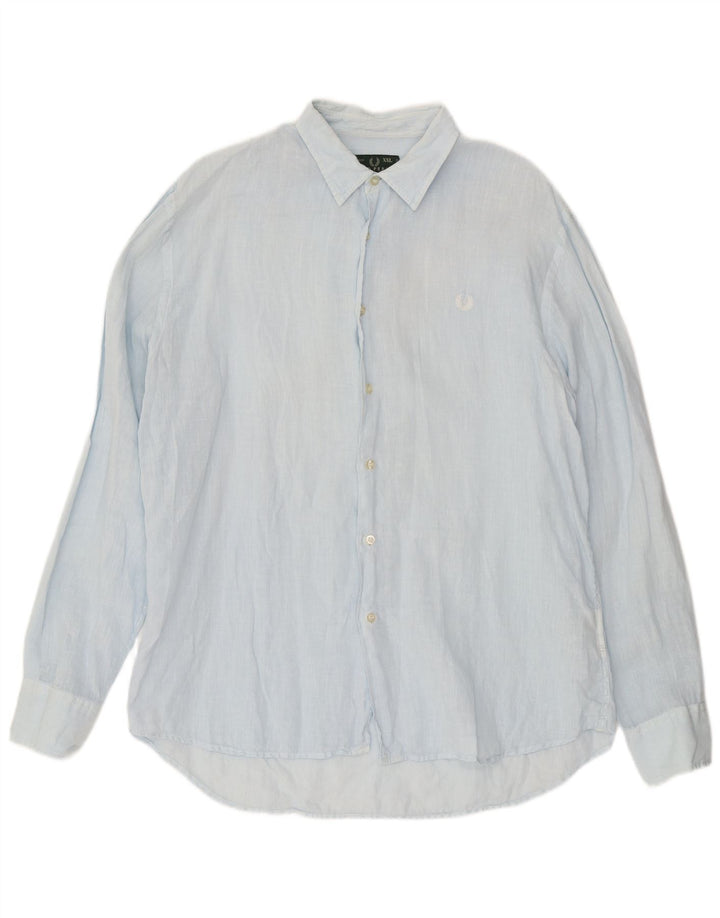 Fred Perry Ανδρικό πουκάμισο 2XL Μπλε Λινό