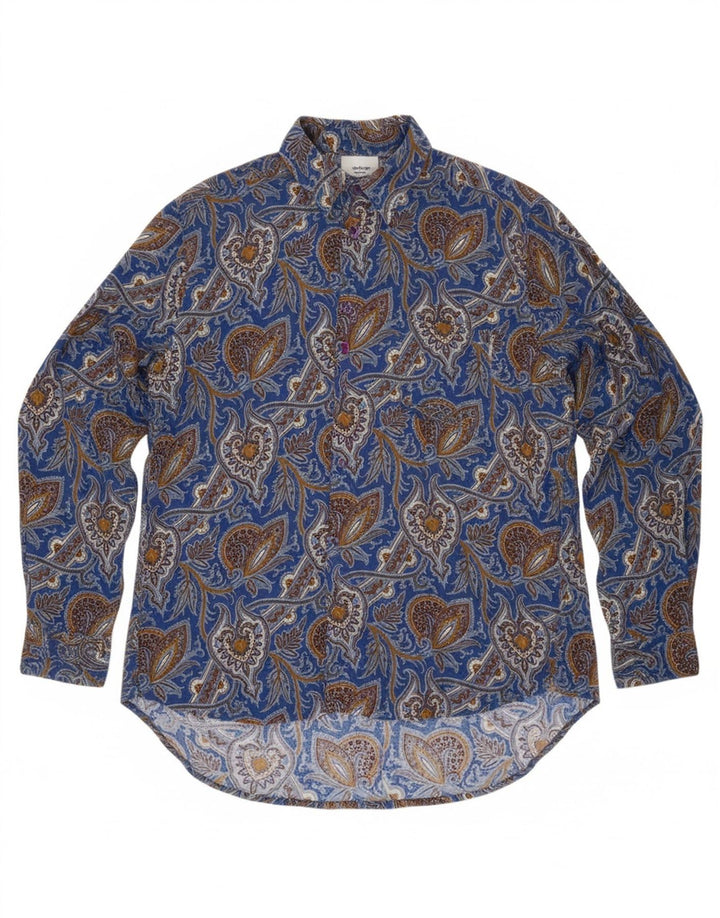 LE GARAGE Mens Shirt Medium Blue Paisley