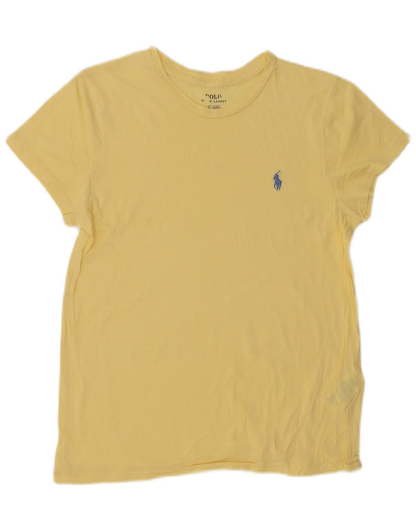 POLO RALPH LAUREN Womens T-Shirt Top UK 14 Medium Yellow Cotton