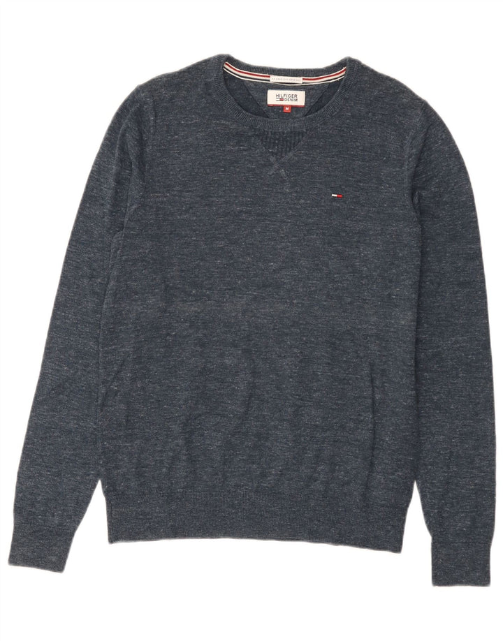 Ανδρικό πουλόβερ με λαιμόκοψη Tommy Hilfiger με μεσαίο μπλέ μπλέ