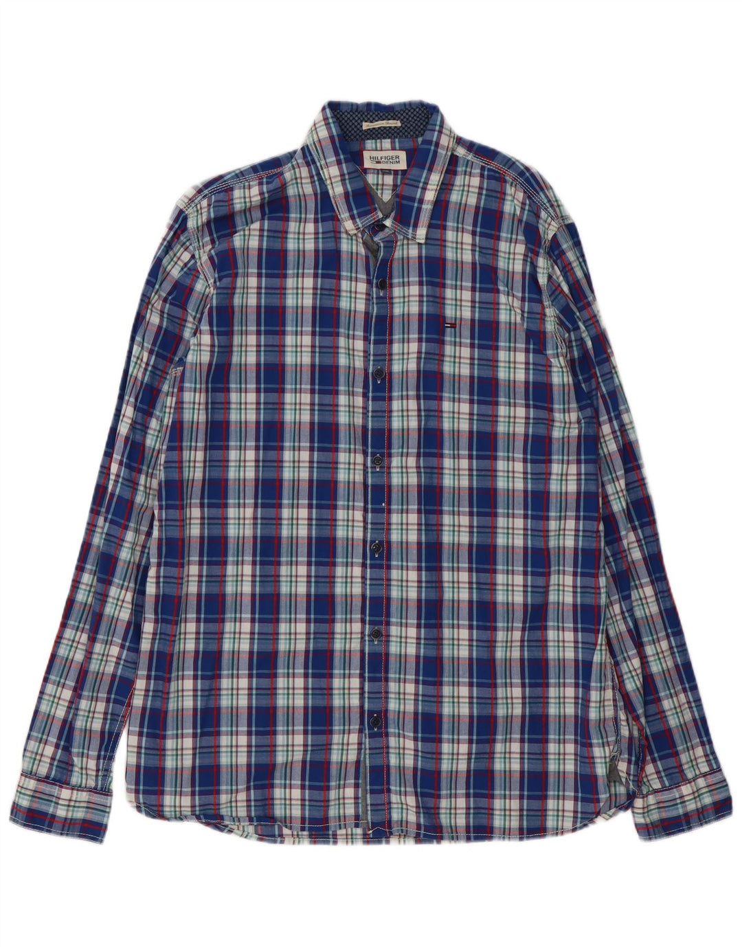 Ανδρικό πουκάμισο Tommy Hilfiger 2XL Blue Check Cotton