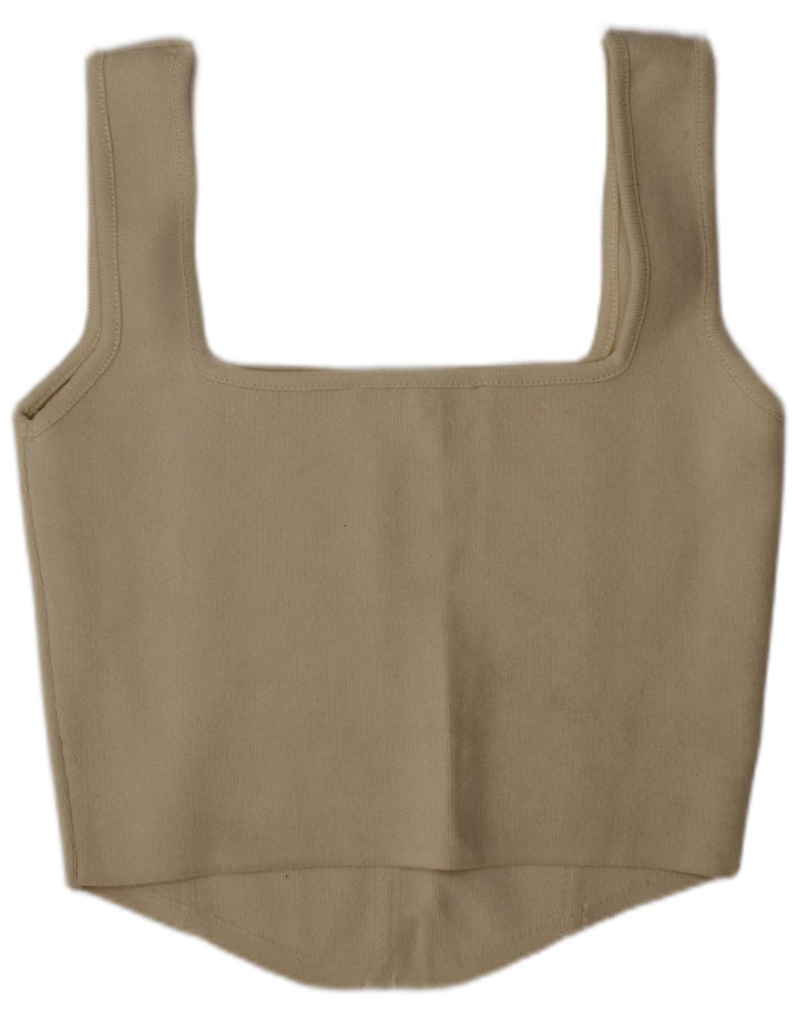 Zara Γυναικείο Crop Top Medium Beige Πολυαμίδιο