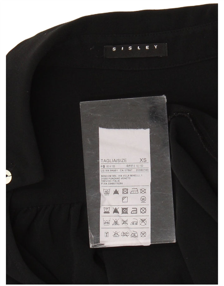 Sisley Γυναικεία Μακρυμάνικη Μπλούζα Oversized Μπλούζα UK 6 XS Μαύρο Πολυεστέρας