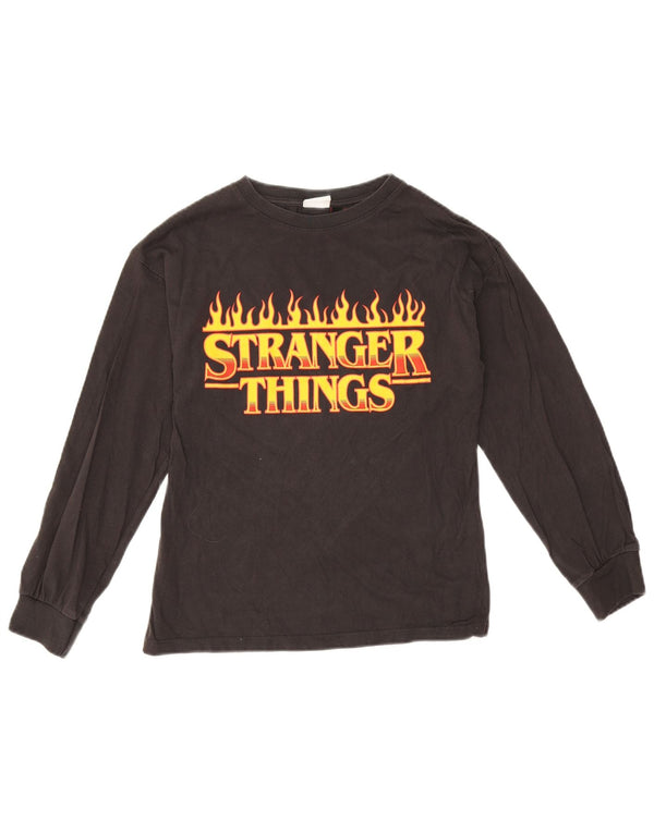Zara Boys Stranger Things Graphic T-Shirt Top 11-12 ετών Μαύρο βαμβακερό