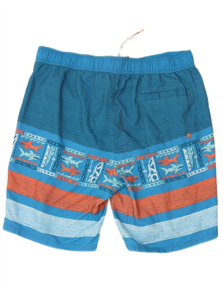 MAUI AND SONS Mens Swimming Shorts 2XL  Blue Striped Polyester