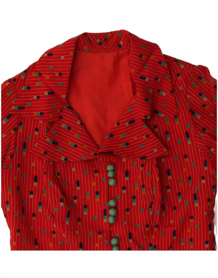 VINTAGE Γυναικείο φόρεμα A-Line UK 12 Medium Red Flecked