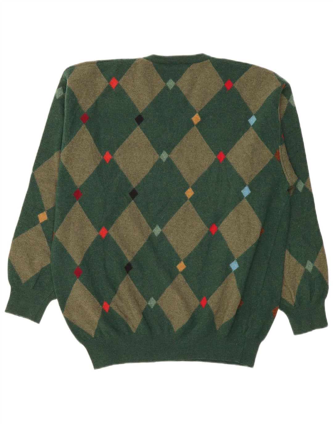 Andrea Fenzi Ανδρικό πουλόβερ με λαιμόκοψη IT 50 Medium Green Argyle/Diamond