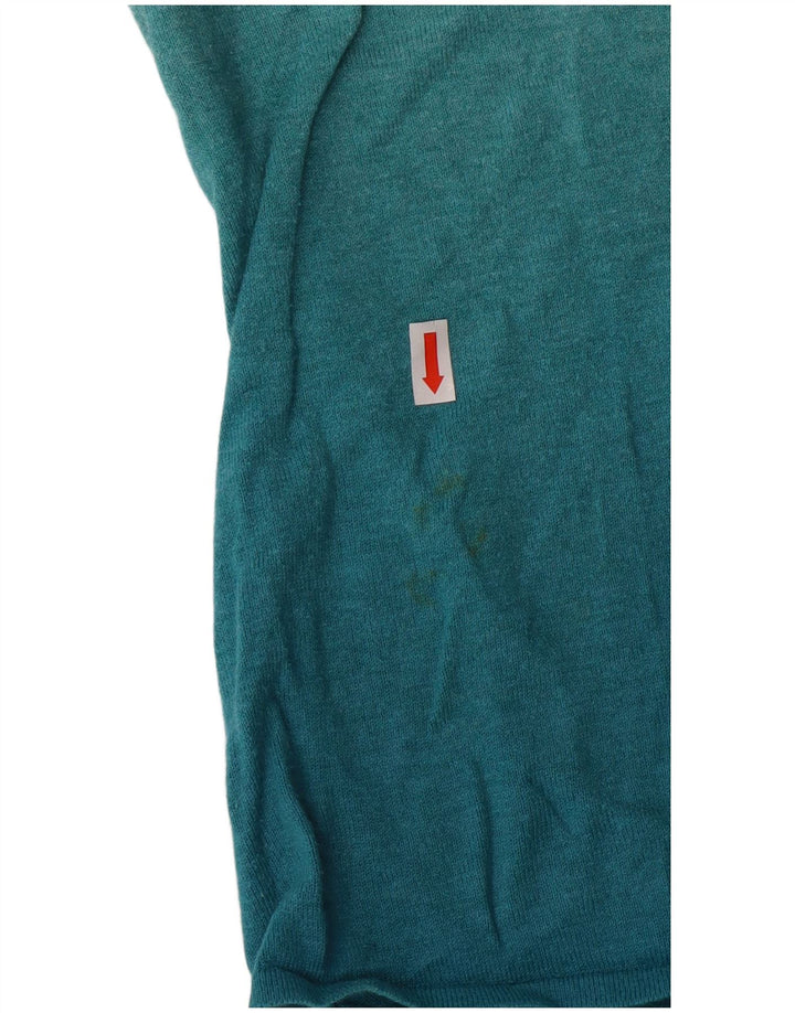 Γυναικείο μπλουζάκι με χοντρό πρόσωπο μακρυμάνικο UK 14 μεγάλο τυρκουάζ βαμβακερό χρώμα