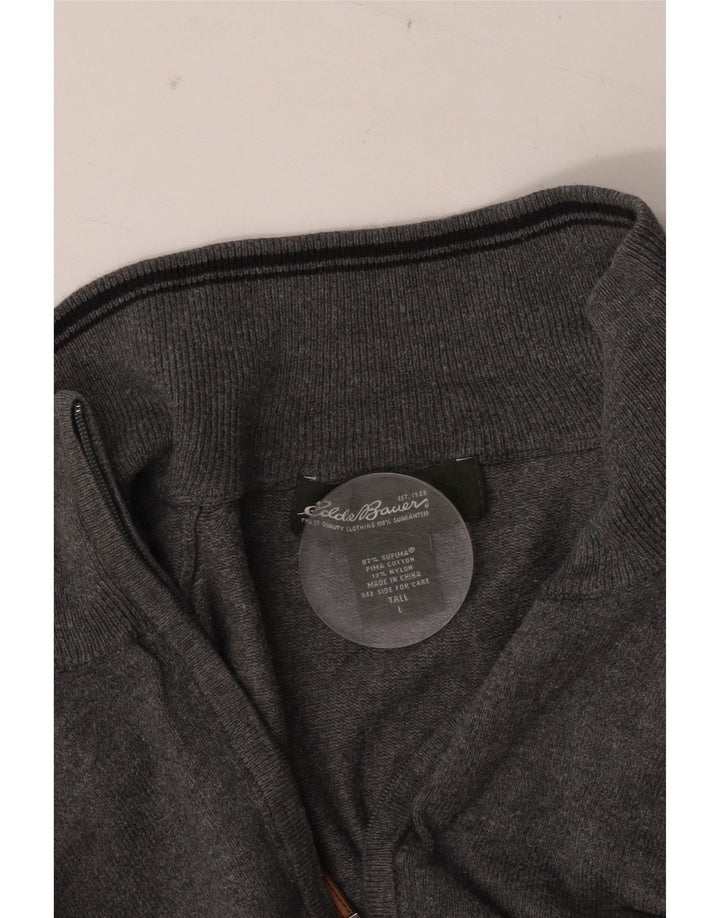 EDDIE BAUER Ανδρικό πουλόβερ με φερμουάρ μεγάλο γκρι βαμβακερό