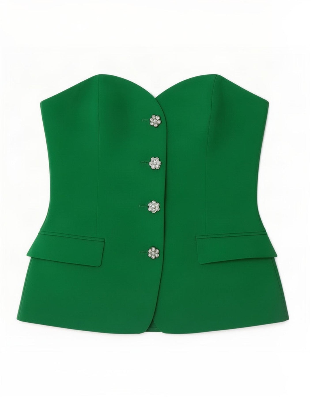 Zara Womens Crop Strapless Top 10 Small Green