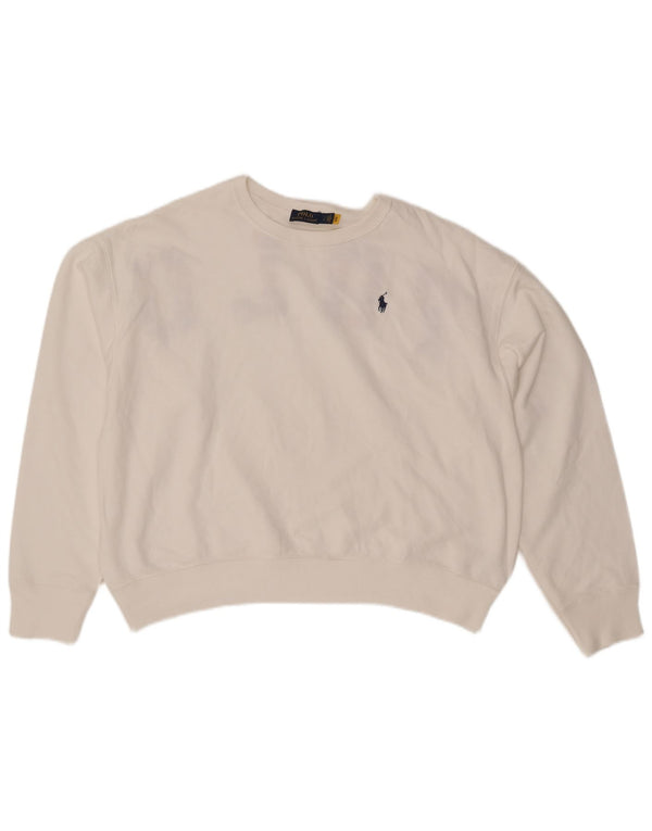 POLO RALPH LAUREN Γυναικεία φούτερ Crop Jumper UK 16 Large White