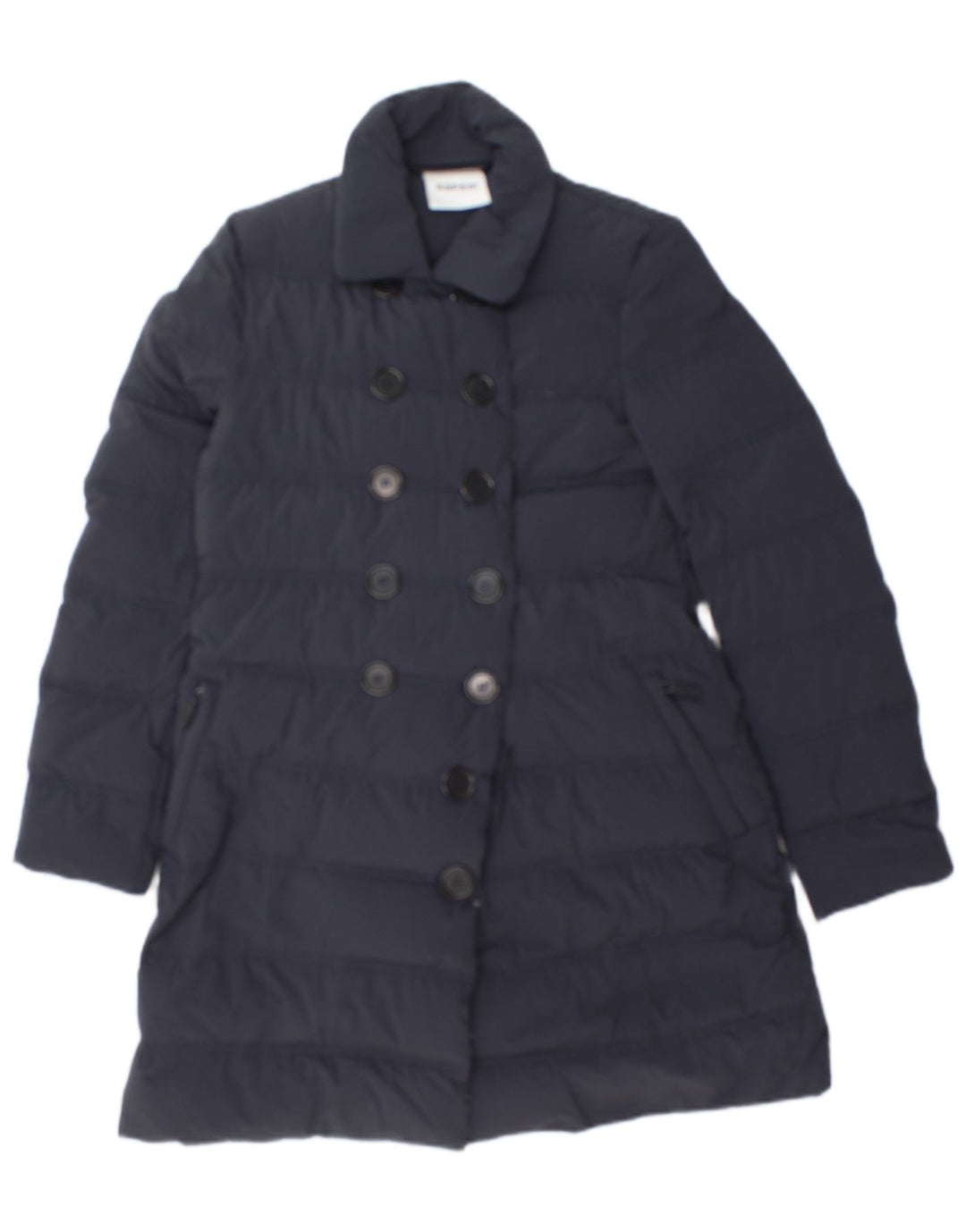 Aspesi γυναικείο διπλό παλτό με επένδυση UK 10 Small Navy Blue Polyamide