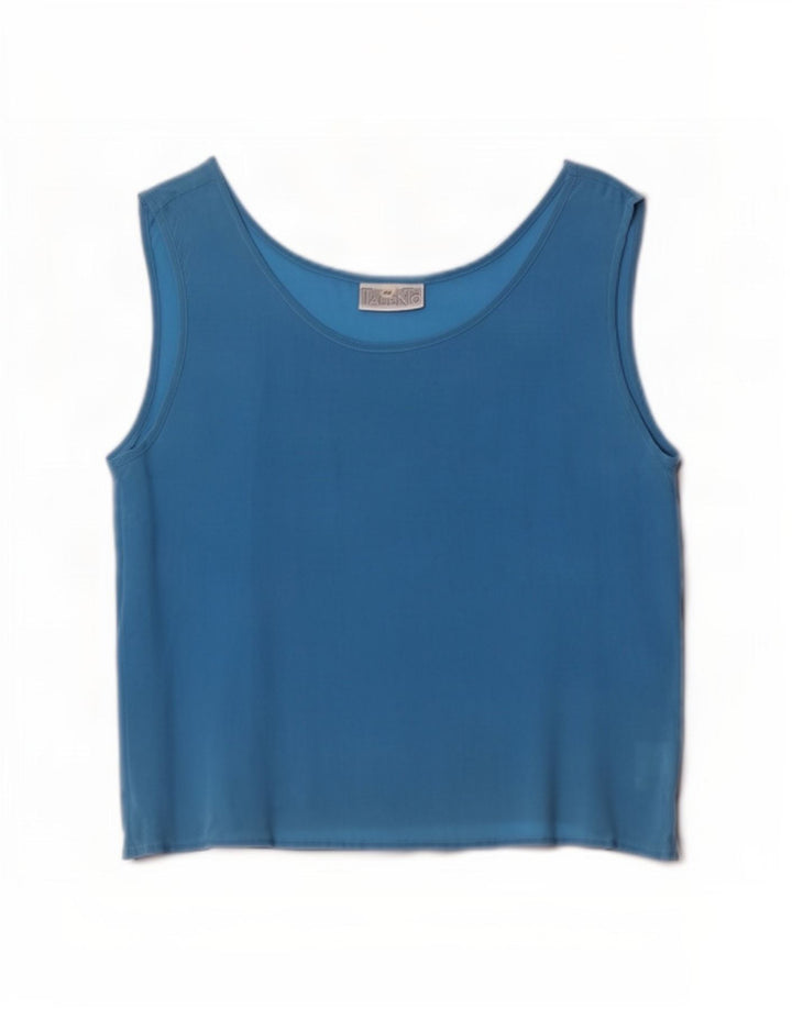 Vintage Γυναικεία Αμάνικη Μπλούζα Top IT 44 Medium Blue Silk