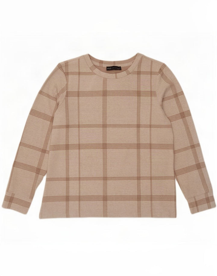 Marks & Spencer Γυναικείο μακρυμάνικο μπλουζάκι UK 12 Medium Off White Check