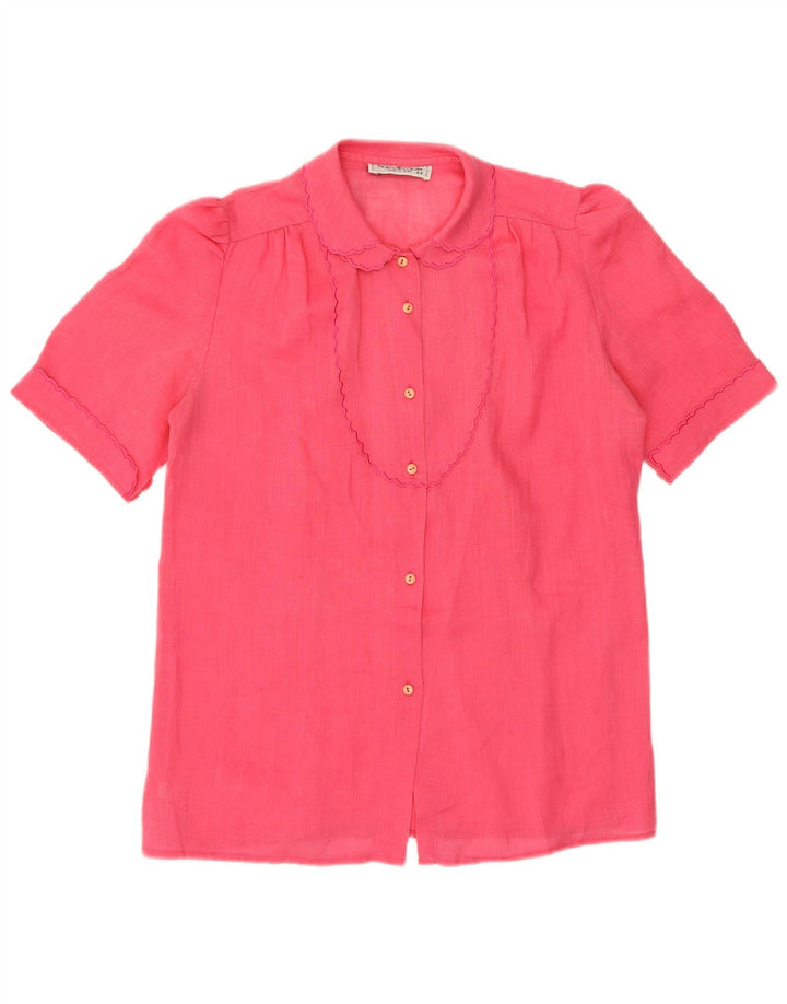 VINTAGE Γυναικείο κοντομάνικο πουκάμισο Μπλούζα IT 44 Μεσαίο Ροζ