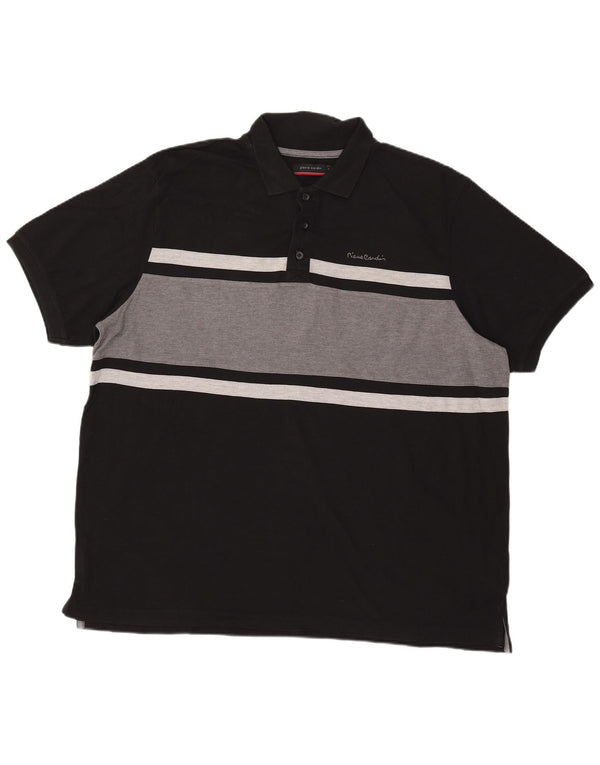 Pierre Cardin Ανδρικό Πόλο Μπλουζάκι 4XL Μαύρο Colourblock Βαμβακερό