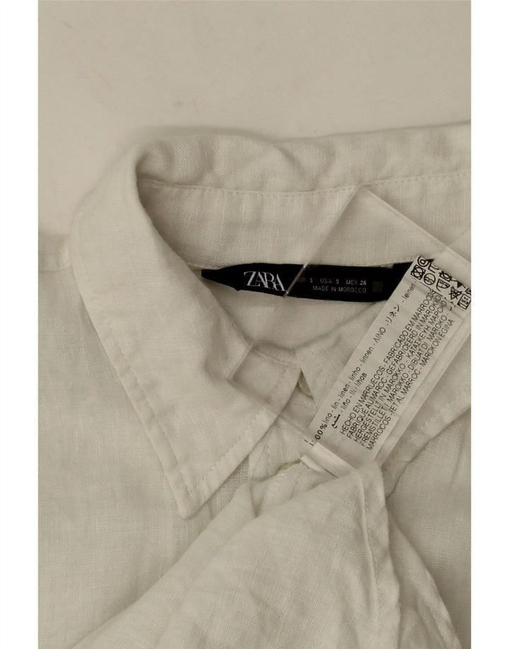 Zara Γυναικείο πουκάμισο Oversized UK 10 Small White Len