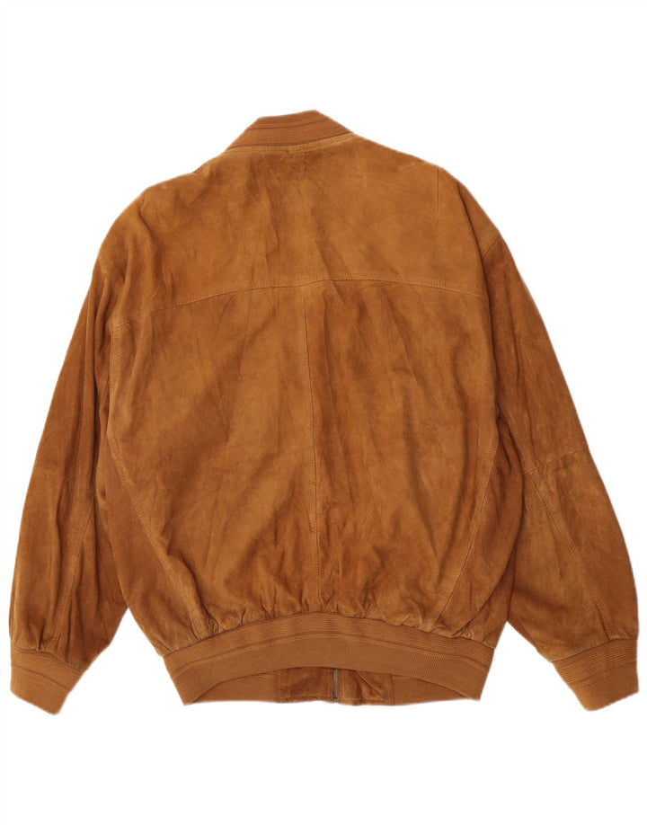 Vintage Ανδρικό Suede Bomber Jacket UK 38 Medium Brown Δερμάτινο