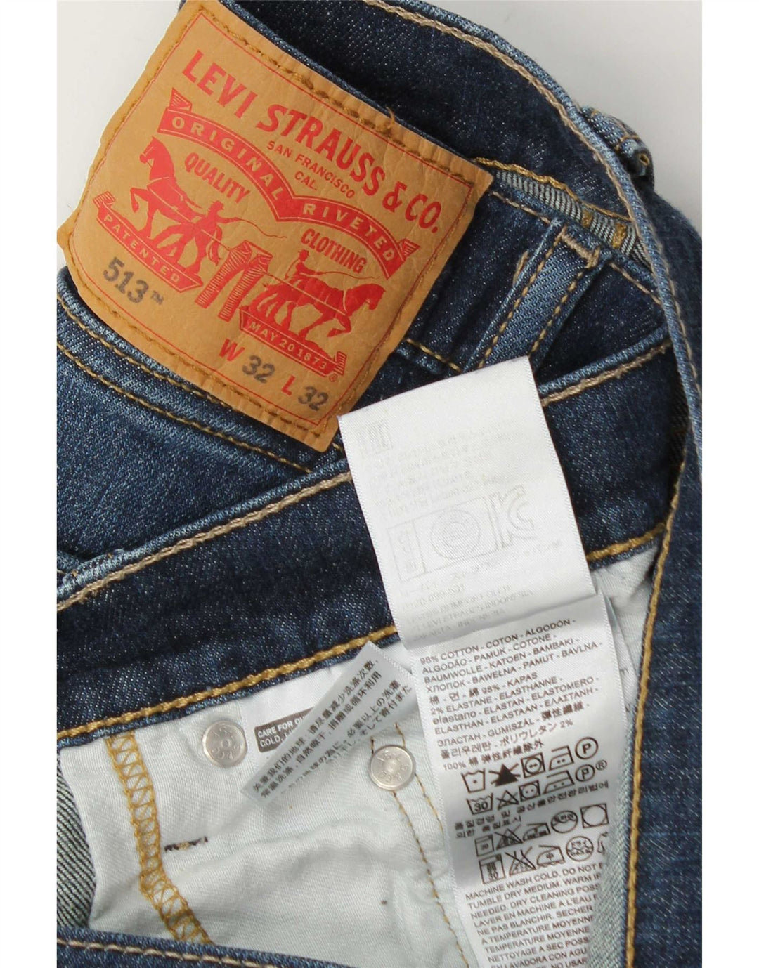 Levi's Mens 513 Straight Jeans W32 L32 Μπλε βαμβακερό