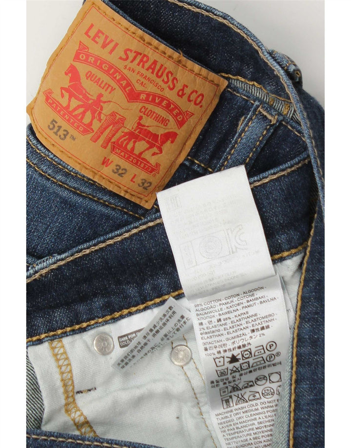 Levi's Mens 513 Straight Jeans W32 L32 Μπλε βαμβακερό