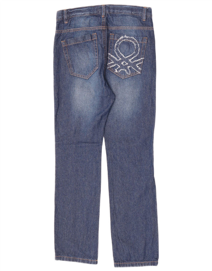 Γυναικεία Benetton Graphic Straight Jeans W26 L26 Blue