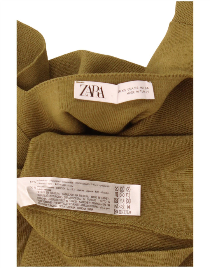 Zara Γυναικείο Φόρεμα A-Line UK 4 XS Khaki Polyamide