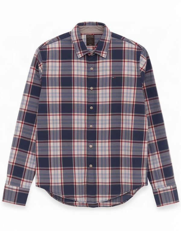 Ανδρικό πουκάμισο Tommy Hilfiger Medium Navy Blue Check Cotton