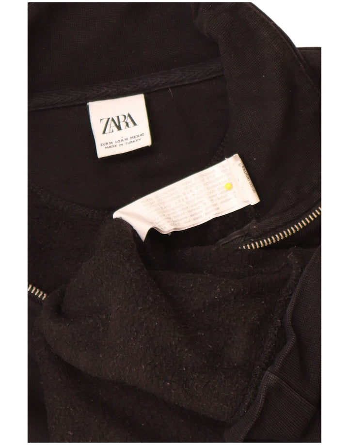 Ανδρικό φούτερ Zara με φερμουάρ, μεσαίο μαύρο βαμβακερό