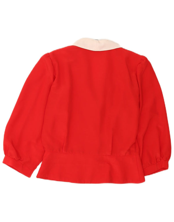 Libra Womens 3/4 Sleeve Shirt Blouse UK 10 Small Red Colourblock Polyester