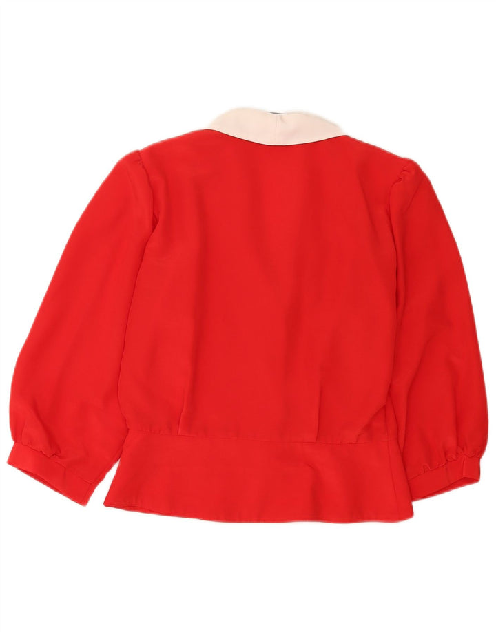 Libra Γυναικείο πουκάμισο 3/4 μανίκι μπλούζα UK 10 Small Red Colorblock Πολυεστέρας