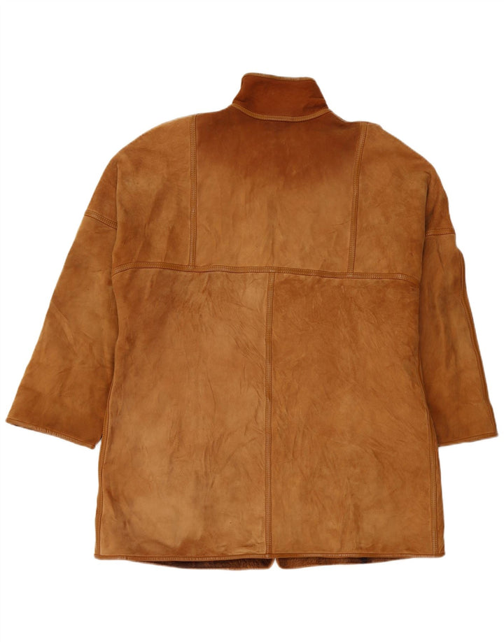 Vintage Γυναικείο Oversized Shearling Jacket IT 46 Large Brown Δερμάτινο