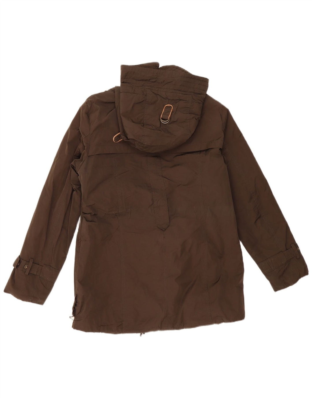 MASSIMO DUTTI Γυναικείο μπουφάν με κουκούλα αντιανεμικό UK 14 μεσαίο βαμβακερό χακί