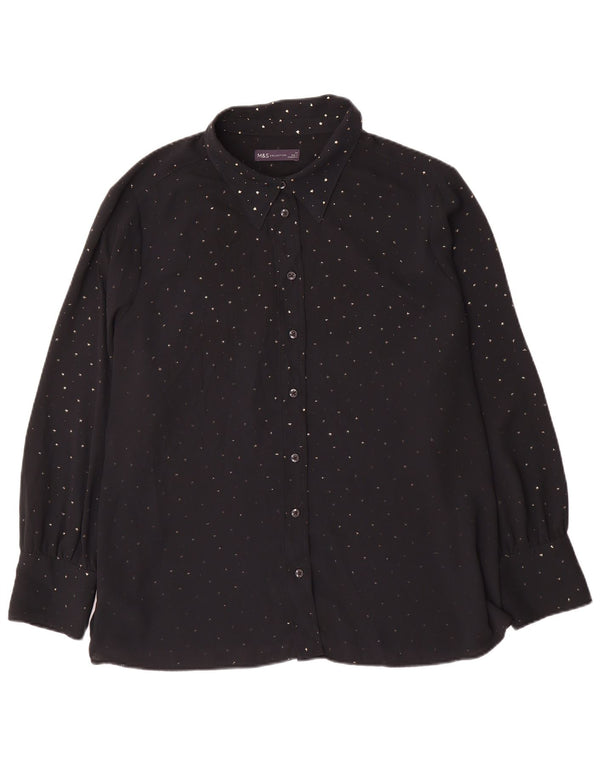 Marks & Spencer γυναικείο πουκάμισο μπλούζα UK 24 4XL Μαύρες στίγματα πολυεστέρας