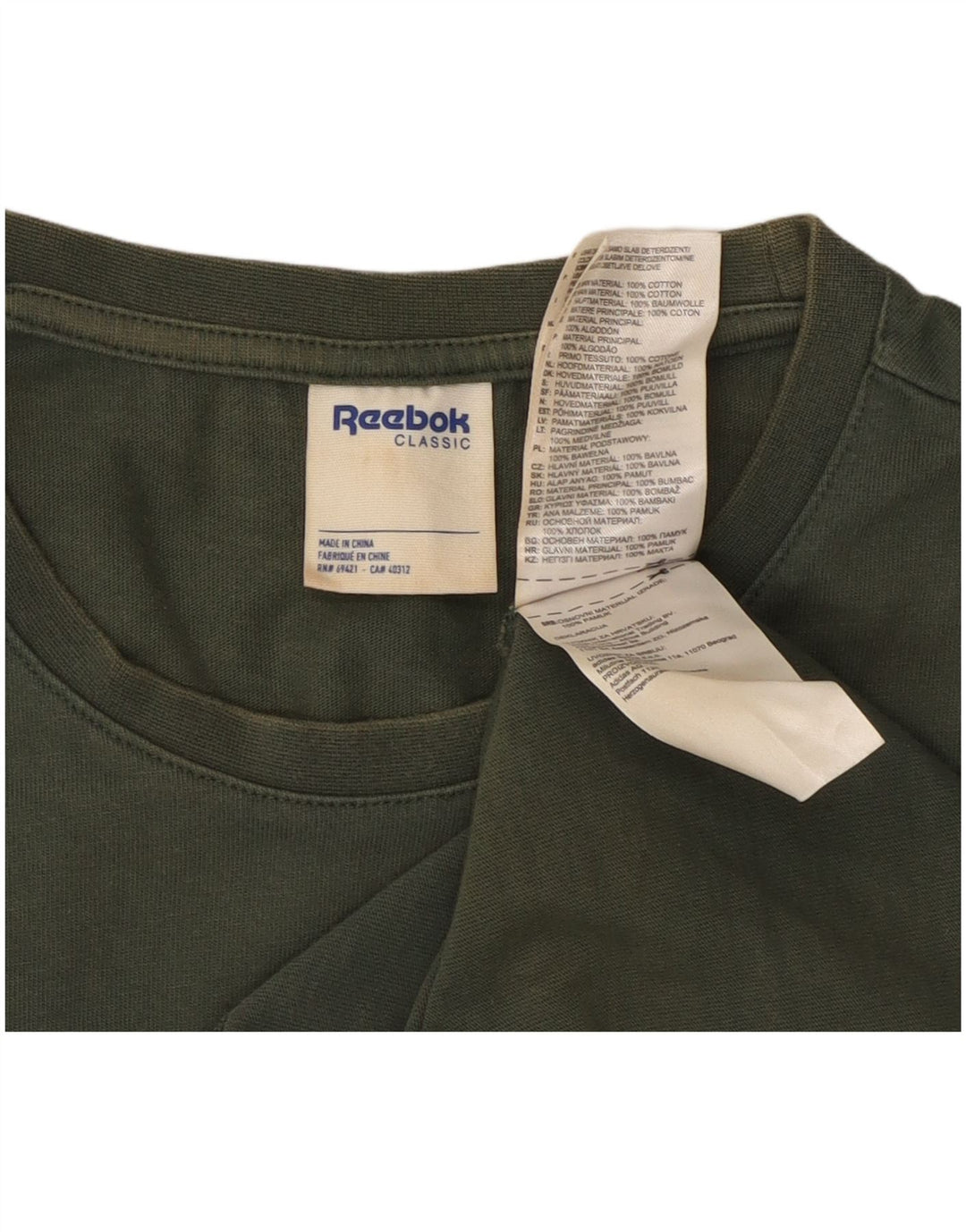 Μπλουζάκι REEBOK Ανδρικό κλασικό γραφικό μπλουζάκι από μικρό πράσινο βαμβακερό