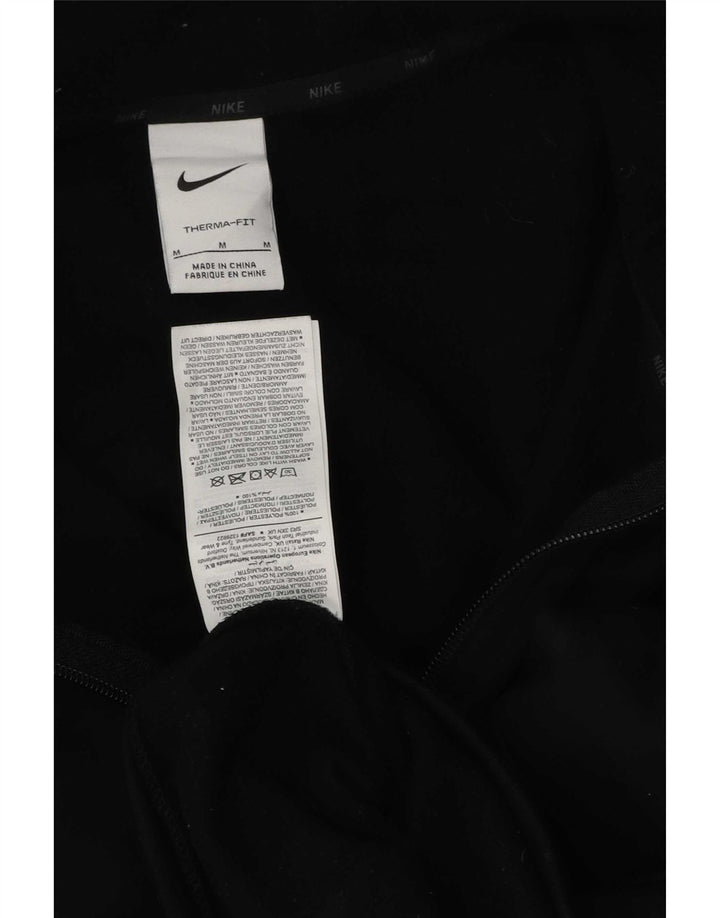 Ανδρικό πουλόβερ Nike Therma-Fit με φερμουάρ, μεσαίο μαύρο πολυεστέρα
