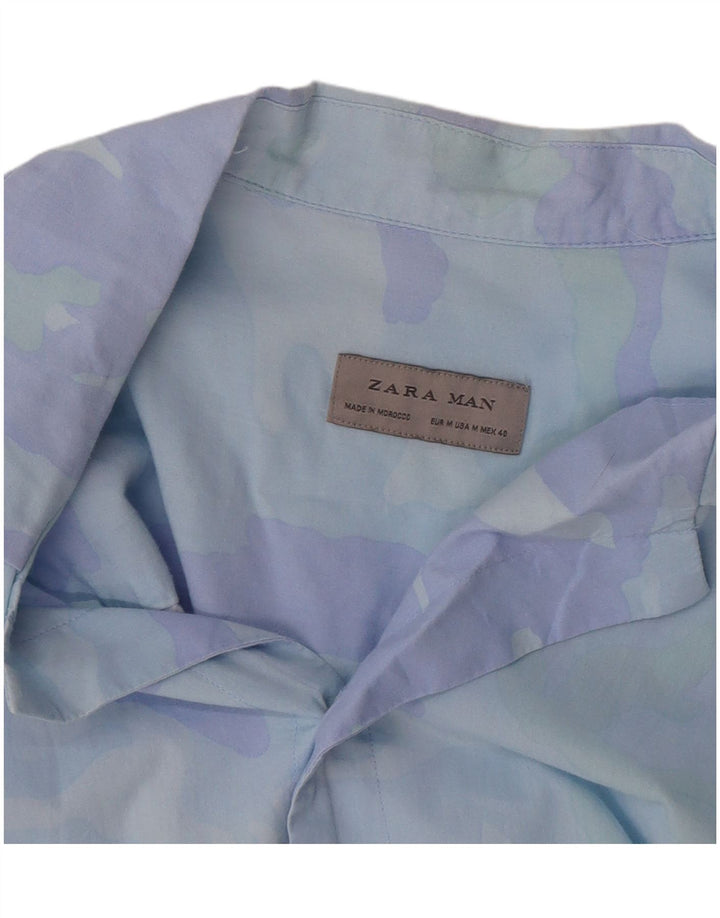 Ανδρικό πουκάμισο Zara Abstract μοτίβο κοντομάνικο μεσαίο μπλε