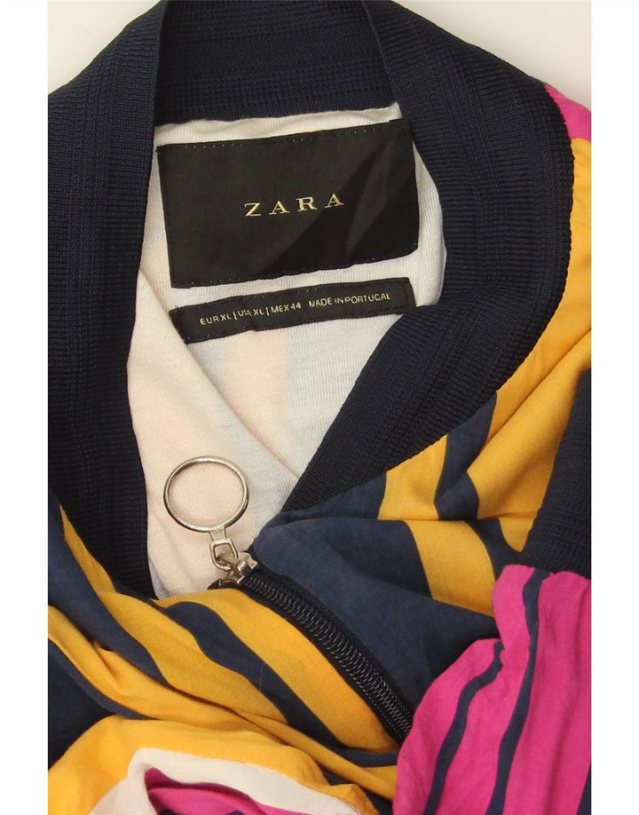 Zara Ανδρικό Bomber Jacket UK 42 XL Πολύχρωμο ριγέ