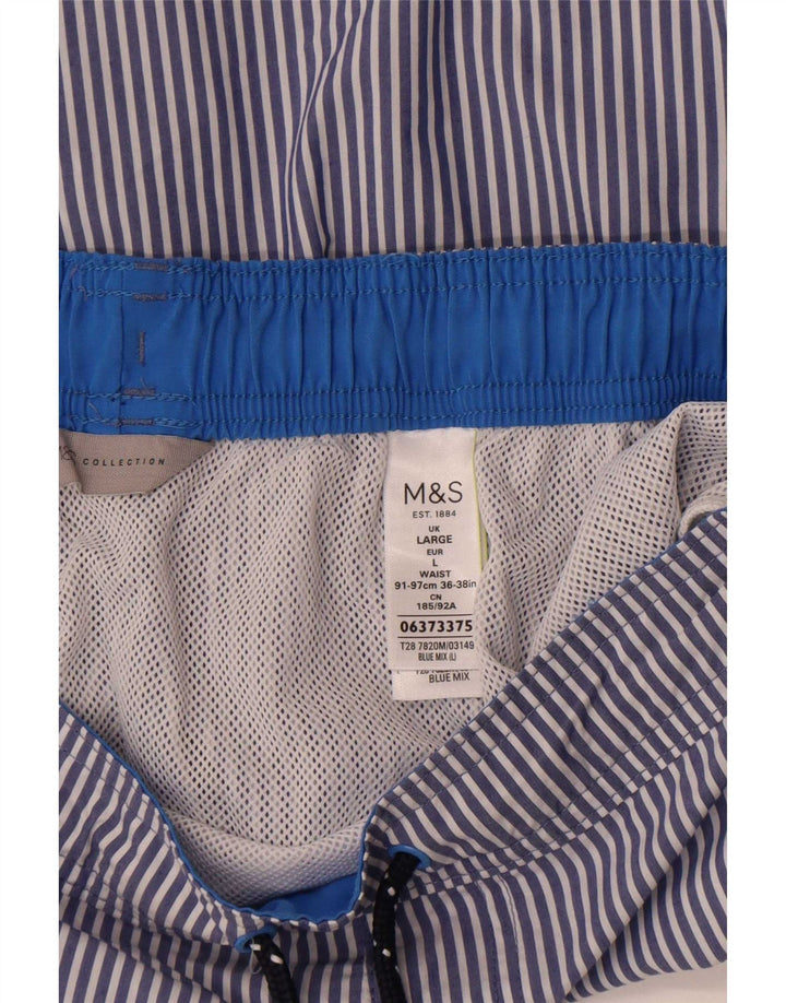 Ανδρικό σορτς κολύμβησης Marks & Spencer Βαμβακερό με μεγάλο μπλε ρίγες