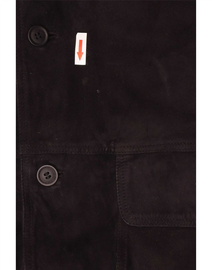 Vintage Ανδρικό Suede Bomber Jacket IT 56 3XL Μαύρο Δερμάτινο